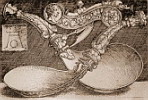 Heinrich Aldegrever. Cucharas de viaje y silbato. 1539