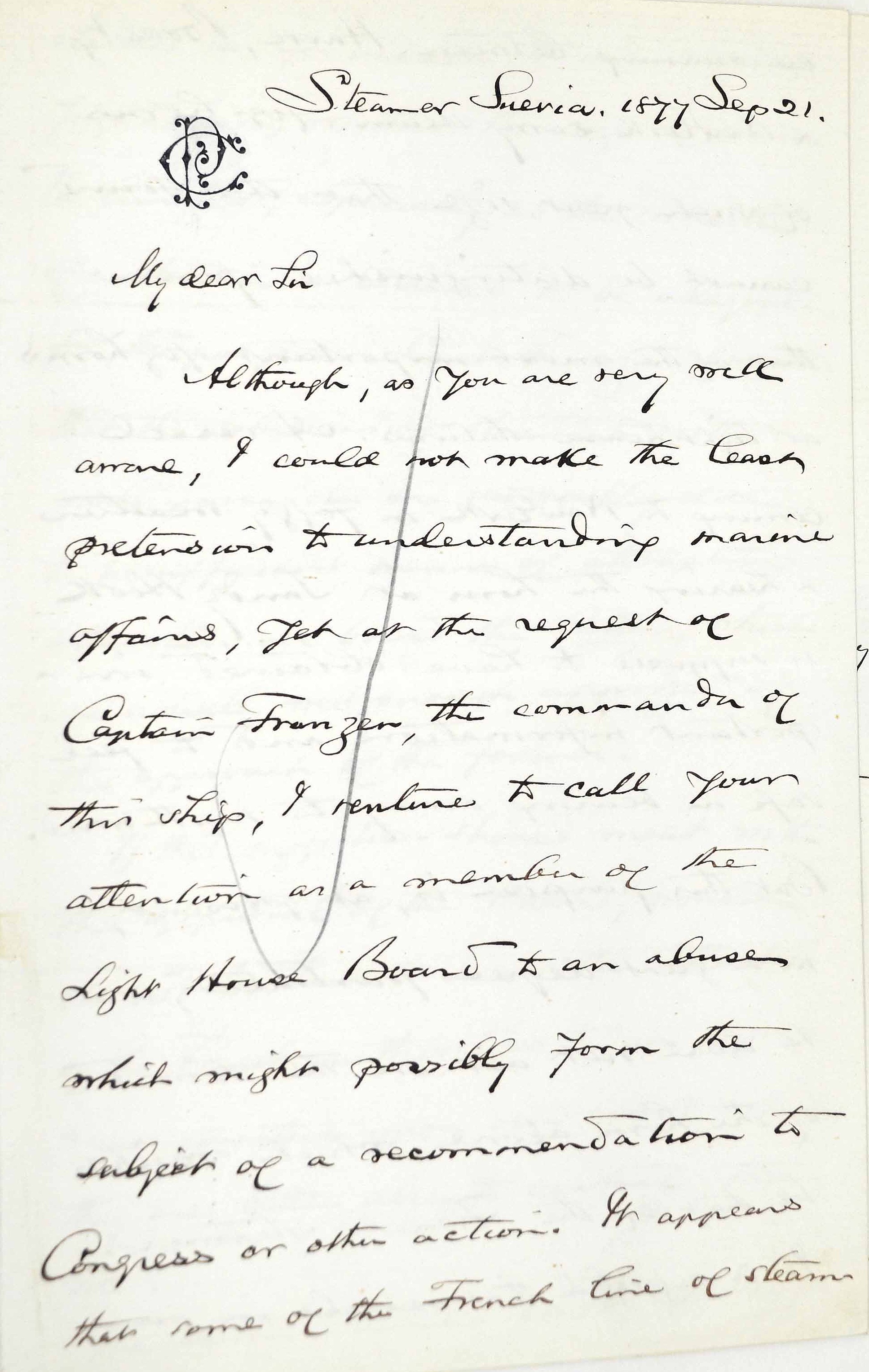 Carta de Charles S. Peirce a Carlile P. Patterson, vapor 